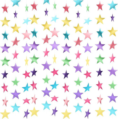Patelai Glitter Star Garland Banner Christmas Decor 130 Feet Star Hanging Bunting Banner Twinkle Backdrop for Homecoming Classroom Wedding Birthday Halloween Party Supplies(Macaron Color)