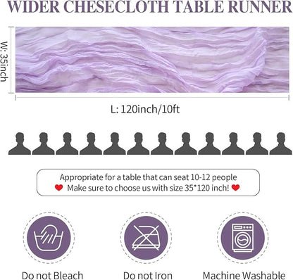 3 Pack Purple Cheesecloth Table Runner 35x120 Inches Boho Rustic Lilac Runners for Tables Gauze Cheese Cloth Sheer Table Runner for Wedding Bridal Shower Fall Thanksgiving Decorations