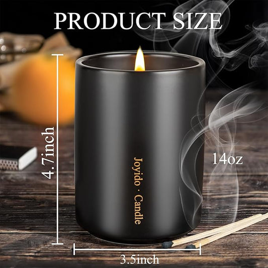 14OZ Lavender Scented Candle - Aromatherapy Candles with Lid - Soy Candles for Home Scented - Black Ceramic Jar Candles for Men for Bedroom Kitchen Home Decor, Housewarming Party