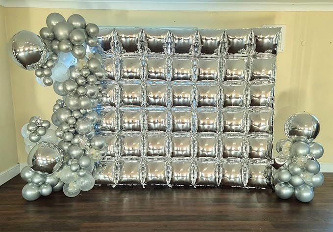 20PCS Gold Square Balloons, Metallic Balloon Wall Tunnel Double Sided Gold & Silver Foil Balloons Kit for Christmas New Year Graduation Birthday Party Backdrop Decorations