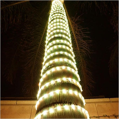 Russell Decor 100ft/30m Led Rope Lights Lamps Kit Indoor Outdoor Decorative Lighting for Party Wedding Trees Backyard Patio Deck Bright Flexible String Tube Lights Waterproof- Warm White