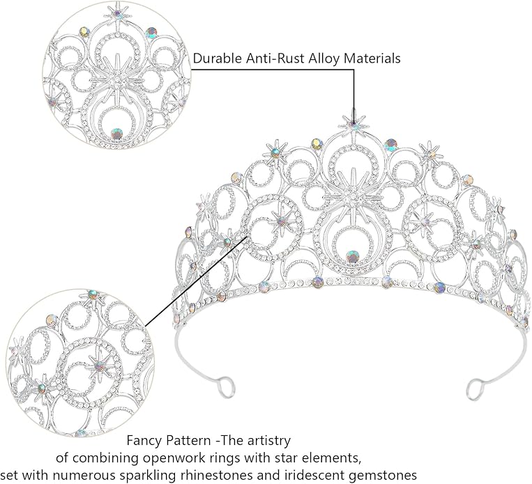 Stellar Crown for Women & Princess Tiaras, Wicth Merch Hat Accessories for Halloween, Bubble Headpiece for Women Party Dress Outfits