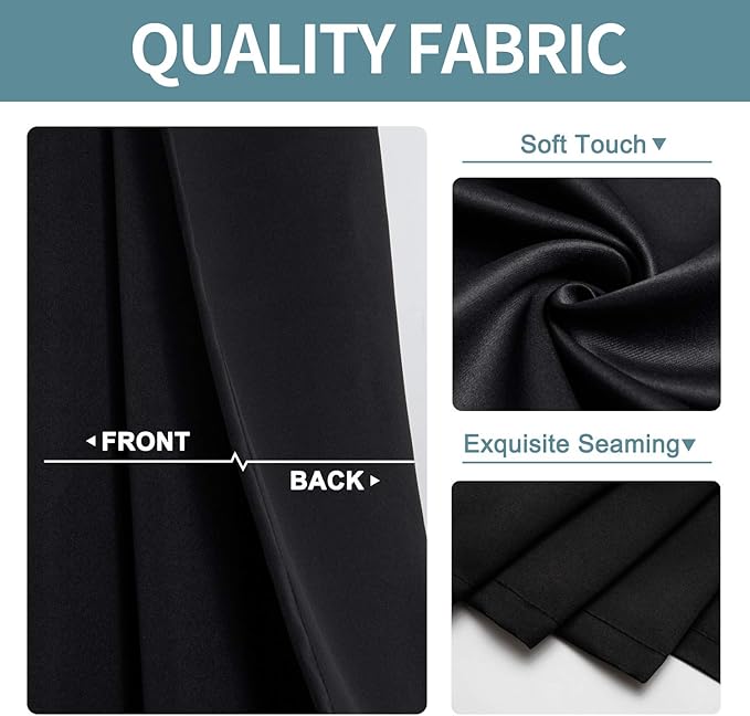 ChrisDowa Blackout Curtains 54 Inches Long for Living Room, Grommet Thermal Insulated Room Darkening Curtains for Bedroom (1 Panel Set, Black, 38W x 54L)