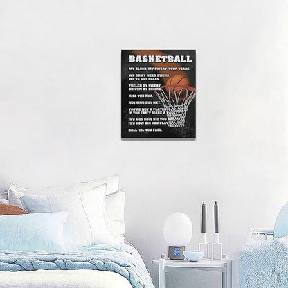 Basketball Wall Art, Basketball Life Lessons Pictures Wall Decor, Sports Quotes Canvas Prints Painting, Framed Artwork Office Home Decor For Bathroom Bedroom Dining Living Room 20L" x 24W"