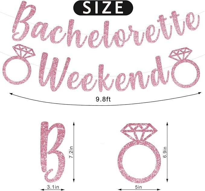 Bachelorette Weekend Banner Bachelorette Party Decor Sign for Bach Party Engagement Bridal Shower Wedding Bride to Be Decorations (Pink)