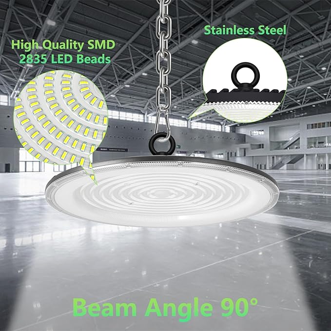 UFO LED High Bay Light:500W 50000LM LED Shop Light 6000-6500K Bay Lighting IP65 Waterproof for Barn/Garage/Commercial Warehouse(6 Pack)