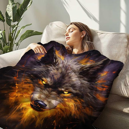 Firmiso Wolf Throw Blanket for Adults, Wolf Gifts for Men and Women, Wild Animal Home Decor for Bed and Living Room, Soft Fleece Throw, 80x60 Inches, 310 GSM, Single Side Printed