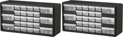 Akro-Mils 26-Drawer Plastic Drawer Storage Cabinet for Garage Organization, Bead Organizer, Building Bricks Storage, Teacher Toolbox, Makeup Organizer, 20-Inch W x 6-Inch D x 10-Inch H, 10126 Black