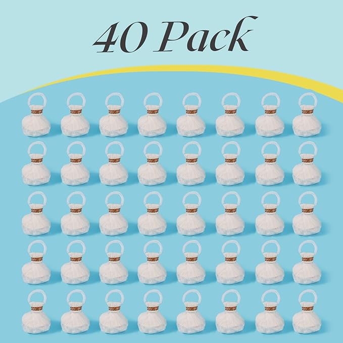 40Pack Streamers Poppers, No Mess Paper Crackers, Hand Throw Confetti Streamer for Birthday, Wedding, Party Celebrations, White