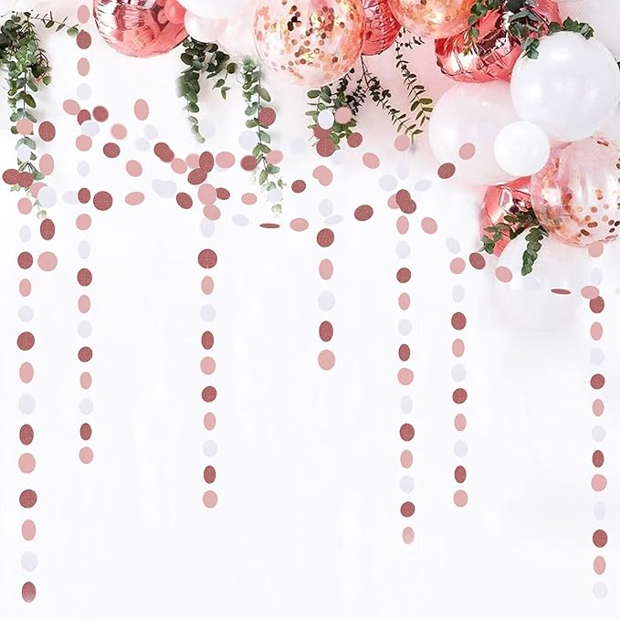 Rose-Gold Pink White Party Decorations Paper-Garland - 52Ft Birthday Baby Bridal Shower Decoration Streamers Banner,Mothers Day Bachelorette Engagement Wedding Party Supplies Bunting Lasting Surprise