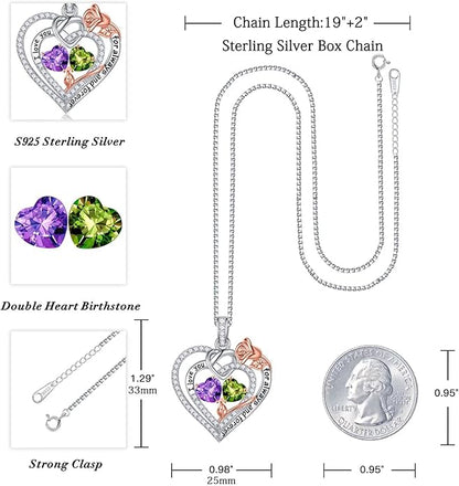 Iefil Christmas Gifts for Wife Women - 925 Sterling Silver Double Birthstone Necklace, Anniversary Birthday Gifts for Women, Jewelry Gift for Wife Girlfriend Mom Her