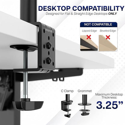 VIVO Dual Monitor Desk Mount, Heavy Duty Fully Adjustable Steel Stand, Holds 2 Computer Screens up to 30 inches and Max 22lbs Each, Gray Color, STAND-V002-GY