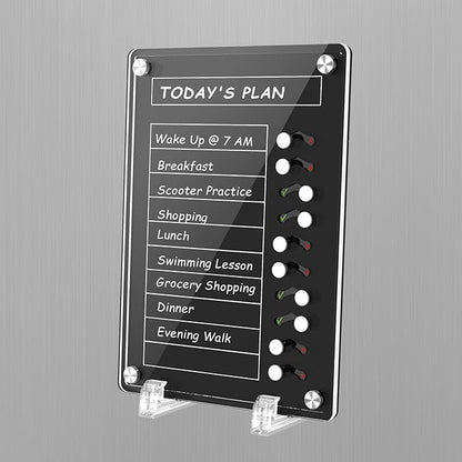 NiHome Black Acrylic Magnetic to Do List Planning Board with Sliders & Desktop Stand,Chore Chart for Kids & Adults,Checklist Routine Chart Task Board for Fridge & Desk,For Magnetic Metal Surfaces Only