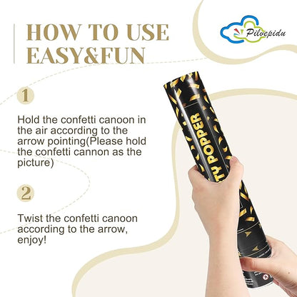 Confetti Cannon,Gold Confetti Poppers 6 Pack 12 Inch Party Poppers For Wedding,Birthday,Christmas,New Year eve Party,Celebrations,Baby Shower Decorations,Graduation