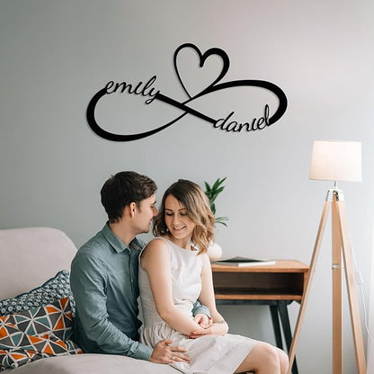 Personalized Valentines Day Metal Wall Sign, Custom Infinity Heart Love Couple Name Sign, Valentine Day Couple Gift, Metal Engagement Sign, Wedding Gift For Husband and Wife, Home Decoration