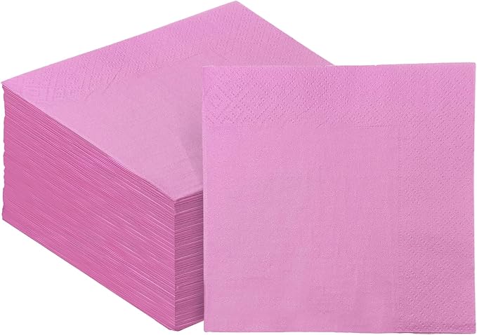 Light Pink Cocktail Napkins 5 * 5inch disposable Beverage Napkin paper for Cocktail, Wedding, Dinner，Birthday Party Dessert Wine Paper Napkins（ 120 Count）