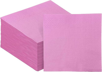 Light Pink Cocktail Napkins 5 * 5inch disposable Beverage Napkin paper for Cocktail, Wedding, Dinner，Birthday Party Dessert Wine Paper Napkins（ 120 Count）