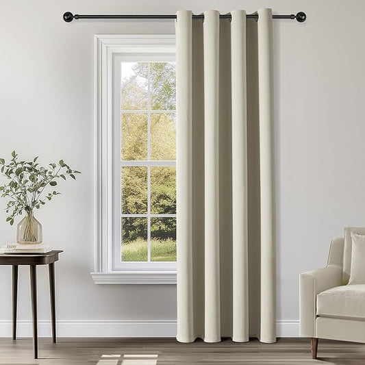 ChrisDowa Grommet Blackout Curtains for Bedroom - Thermal Insulated Room Darkening Curtains for Living Room (1 Panel Set, Beige,52W x 95L)