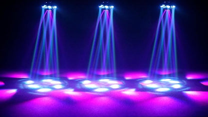 6-Arm 150W RGBW Bee-Eye Spider DJ Moving Head Light – LED Stage Lighting with DMX512, Sound Activated Beam Wash, Strobe & Starry Effects for Clubs, Parties, Weddings, Events