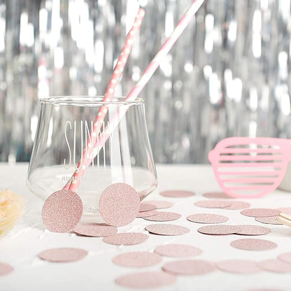 Glitter Confetti Circle Dots for Table Wedding Birthday Party Decoration, 1.2 inch in Diameter (rose gold glitter,200pc)