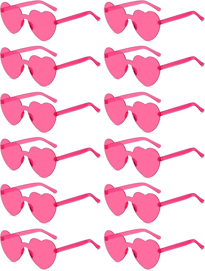 12/20/24 Pairs Heart Sunglasses for Women Men, Trendy Heart Shaped Rimless Transparent Sunglasses, Bachelorette Party