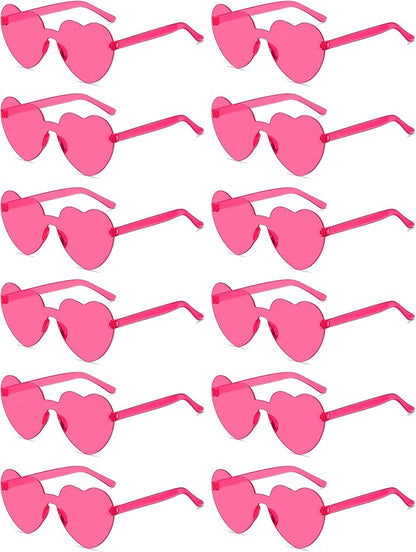 12/20/24 Pairs Heart Sunglasses for Women Men, Trendy Heart Shaped Rimless Transparent Sunglasses, Bachelorette Party
