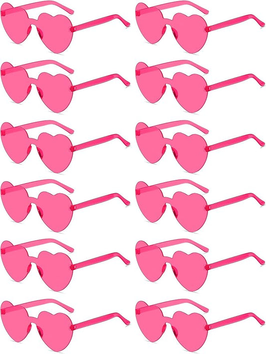 12/20/24 Pairs Heart Sunglasses for Women Men, Trendy Heart Shaped Rimless Transparent Sunglasses, Bachelorette Party