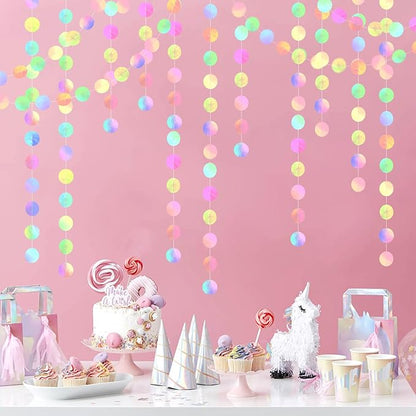 Iridescent-Disco Holographic-Euphoria Anniversary Party-Decoration Garland - 52ft Neon Mermaid Under The Sea Streamers,Wedding Birthday Bachelorette Baby Bridal Shower Engagement Lasting Surprise