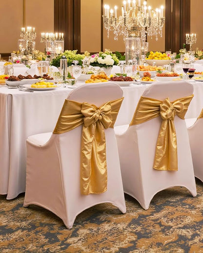 VEVOR 30 PCS White Folding Chair Covers - Ideal for Weddings, Parties, Dining, and Banquets - Universal, Washable Slipcovers for Folding Chairs - Elegant Event Décor