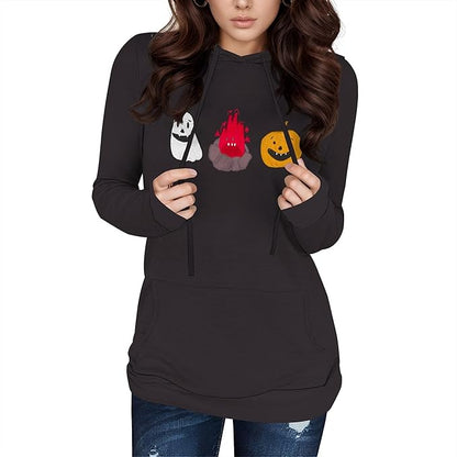 Halloween Sweatshirts For Women Long Sleeve Spooky Graphic Sweatshirts Pumpkin Pullover Halloween Party Club Wear