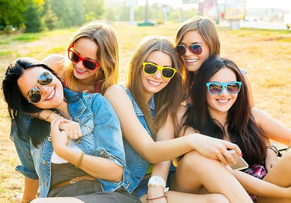 Fsmiling Yellow Sunglasses Bulk Adult Party Sunglasses 80s Glasses Shades for Men Women Mardi Gras-15Pack,UV Protection