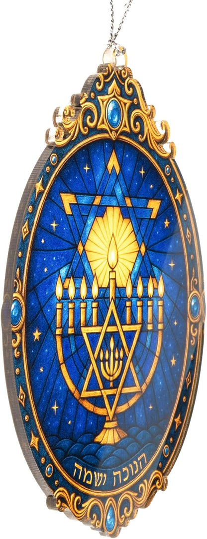 Hanukkah Menorah Ornament – Hanukkah Ornament – Jewish Gifts – Holiday Decor – Christmas Ornament – Christmas Ornament 2025 – White Elephant Gifts - Xmas Tree Funny Decoration