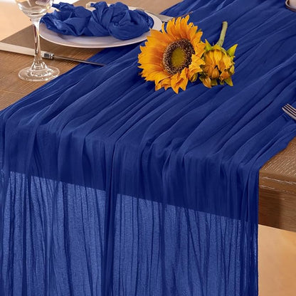 Royal Blue Cheesecloth Table Runner Blue 6 Pack Christmas Table Runnerss Boho Gauze 120 Inches Table Decor for Xmas Holiday Season Parties Weddings Bridal Baby Shower Birthday Parties Decor