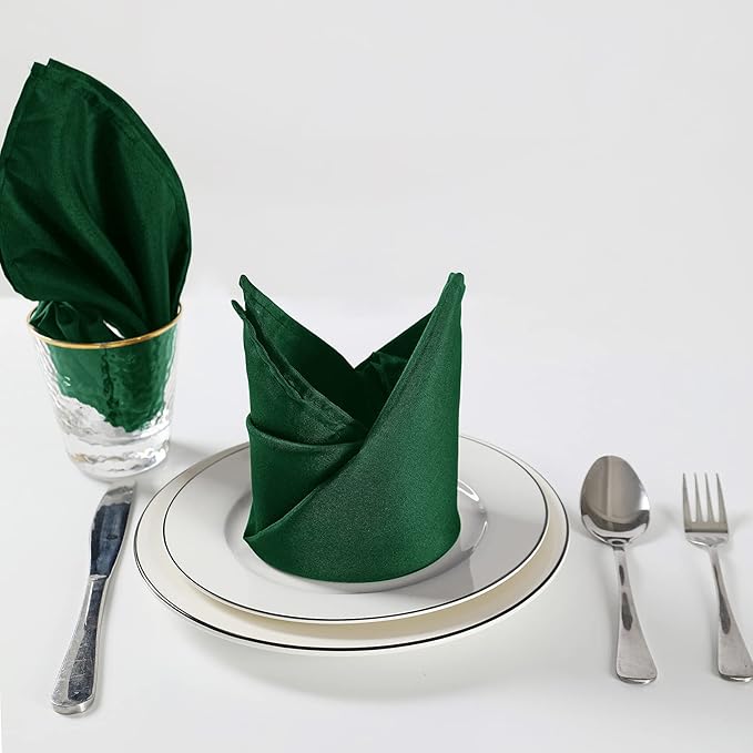 Cloth Napkins 17x17 inch Washable Polyester Dinner Napkins Soft Table Napkins for Wedding Party Dining Banquet(Hunter,50PCS)