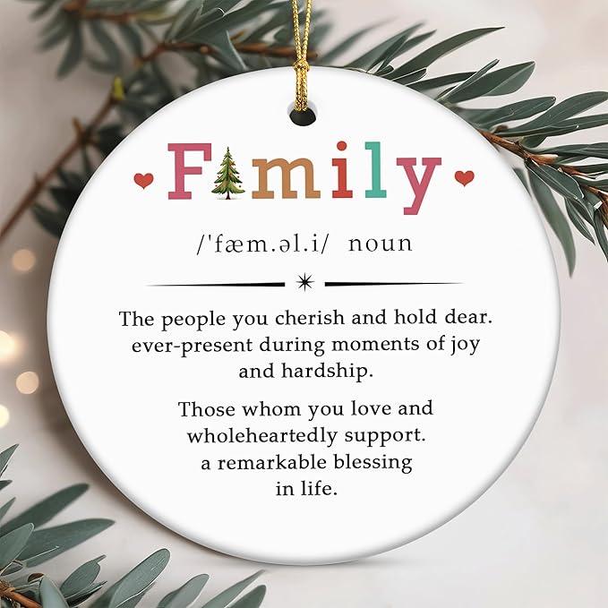 Gifts for Family, Christmas Ornaments 2025 - Family Decor Gifts for Mom, Dad, Daughter, Son, Husband and Wife, Grandma, Grandpa Gift Ideas - Christmas Tree Decoration Ceramic Ornament
