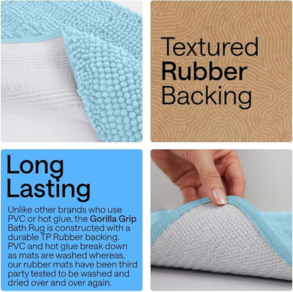 GORILLA GRIP Bathroom Rug Sets, Soft Chenille 2 Piece Area Rugs Set, Toilet Base Mat and 30x20 Carpet, Absorbent Microfiber Washable Mats Dry Quickly, Home Décor and Bath Room Accessories, Sky