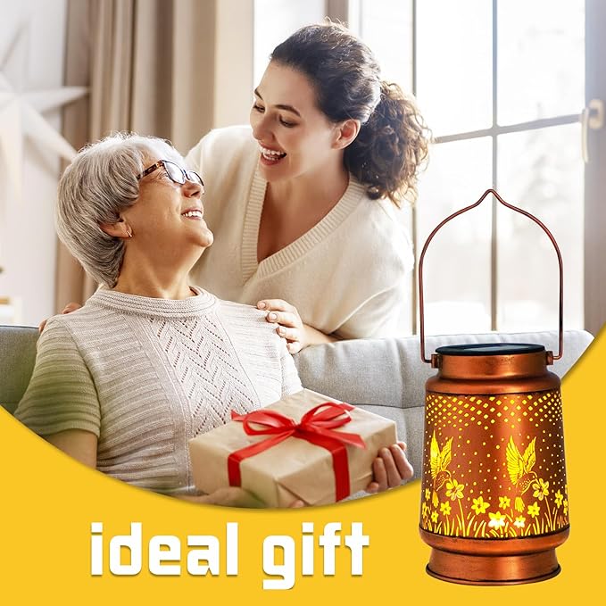 Christmas Gifts for Women, Hummingbird Birthday Gifts for Women Mom Grandma Solar Lanterns Outdoor Waterproof Garden Decor Hanging LED Decorative Light for Patio Yard Lawn Front Porch Gardening Gifts
