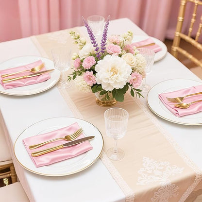 Bailarina 40 Pack Pink Satin Napkins,17x17 Inches Wedding Napkins Square Soft Silky Table Napkins Bulk Decorative Elegant Cloth Napkin for Party Decoration, Banquet,Wedding,Graduation