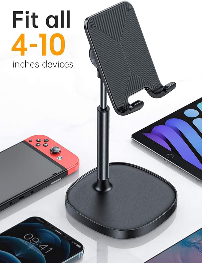 LISEN Cell Phone Stand Phone Holder for Desk Office Decor, Office Desk Accessories Gifts Women PC Gaming Essentials iPhone Stand Gadgets Men Fit OtterBox Case Switch iPad Air Tablet 4-10 in