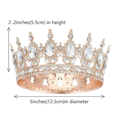 Queen Rhinestone Wedding & Bridal Crowns - Rose Gold & White Tiaras for Women - Costume Party & Princess Birthday Accessories