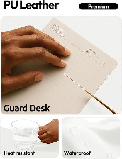 YSAGi Leather Desk Protector, Office Mat, Large Mouse Mat, Non-Slip PU Leather Blotter, Laptop Desk Pad, Waterproof Writing Pad for Office and Home (White, 35.4" x 17")