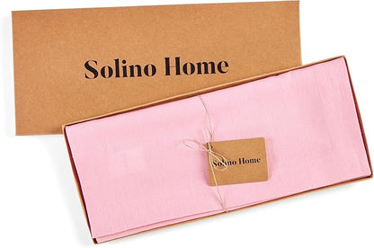 Solino Home Linen Table Runner 36 Inches - 100% Pure Linen Pink Lemonade Table Runner 14 x 36 Inch Ideal for Dresser and Coffee Tables - Fete