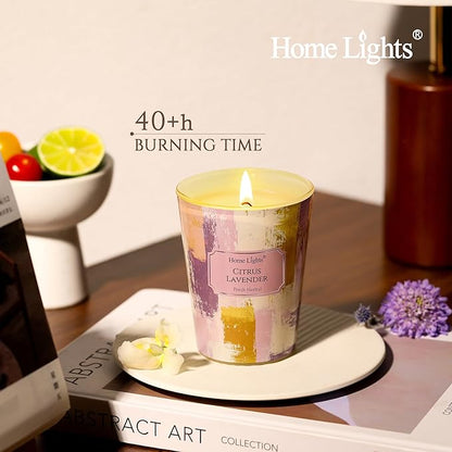 HomeLights Citrus Lavender Scented Candles | 6.7oz Soy Candles Scandinavian Minimalist Design Large Candle Jars | Ideal Candle Gifts for Events, Home Decor Stress, Relief & Relaxation