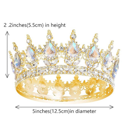 Queen Crown Rhinestone Wedding Crowns and Tiaras for Women Costume Party Hair Accessories Princess Birthday Crown Crystal Bridal Crown (Gold Crown-Moonlight)