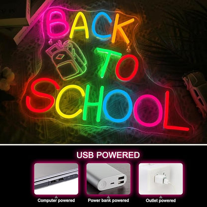 NOSUN Back to School Neon LED Sign Classroom Colorful Opens Party Wall Decorations Welcome to New Semester LED Lamp First Day of School Neon Lights as Gift for Students Son Daughter Boys Girls Teenagers