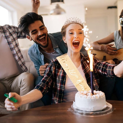 CIEHER 20th Birthday Crown and Sash for Girls, It's My 20 Bday Sash, 20th Birthday Decorations Rose Gold