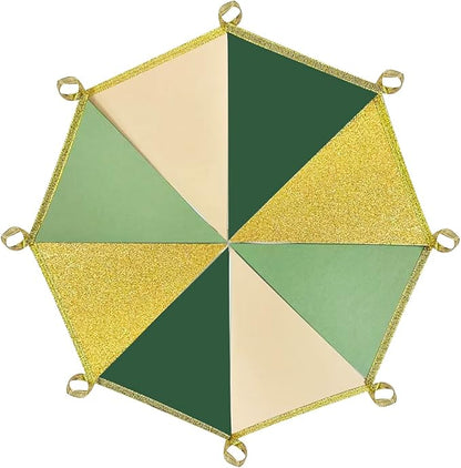 Sage Green Gold Party Decorations Pennant Banner Flag Oilve Green Cream Beige Gold Hanging Glitter Paper Triangle Bunting for Neutral Baby Shower Birthday Wedding Woodland Jungle Safari Party Supplies