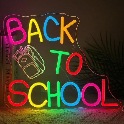 NOSUN Back to School Neon LED Sign Classroom Colorful Opens Party Wall Decorations Welcome to New Semester LED Lamp First Day of School Neon Lights as Gift for Students Son Daughter Boys Girls Teenagers