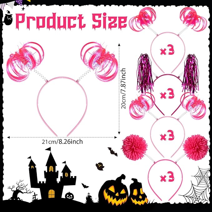Censen 12 Pcs Christmas Pom Pom Headbands Spirit Party Headwear Tinsel Ponytails Head Bopper for Birthday Holiday