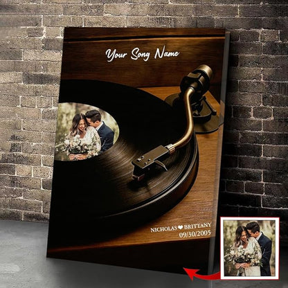 GABITA Personalized Wall Art for Couples, Anniversary Canvas for Couple Parent Grandparent, Our First Dance Canvas Poster, Vinyl Record Wedding Song Lyrics for Anniversary Keepsake 2
